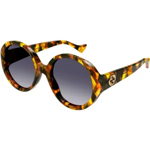 Gucci Women's Sunglasses - Havana Plastic Round Shape Frame Grey Lens | GG1256S 004