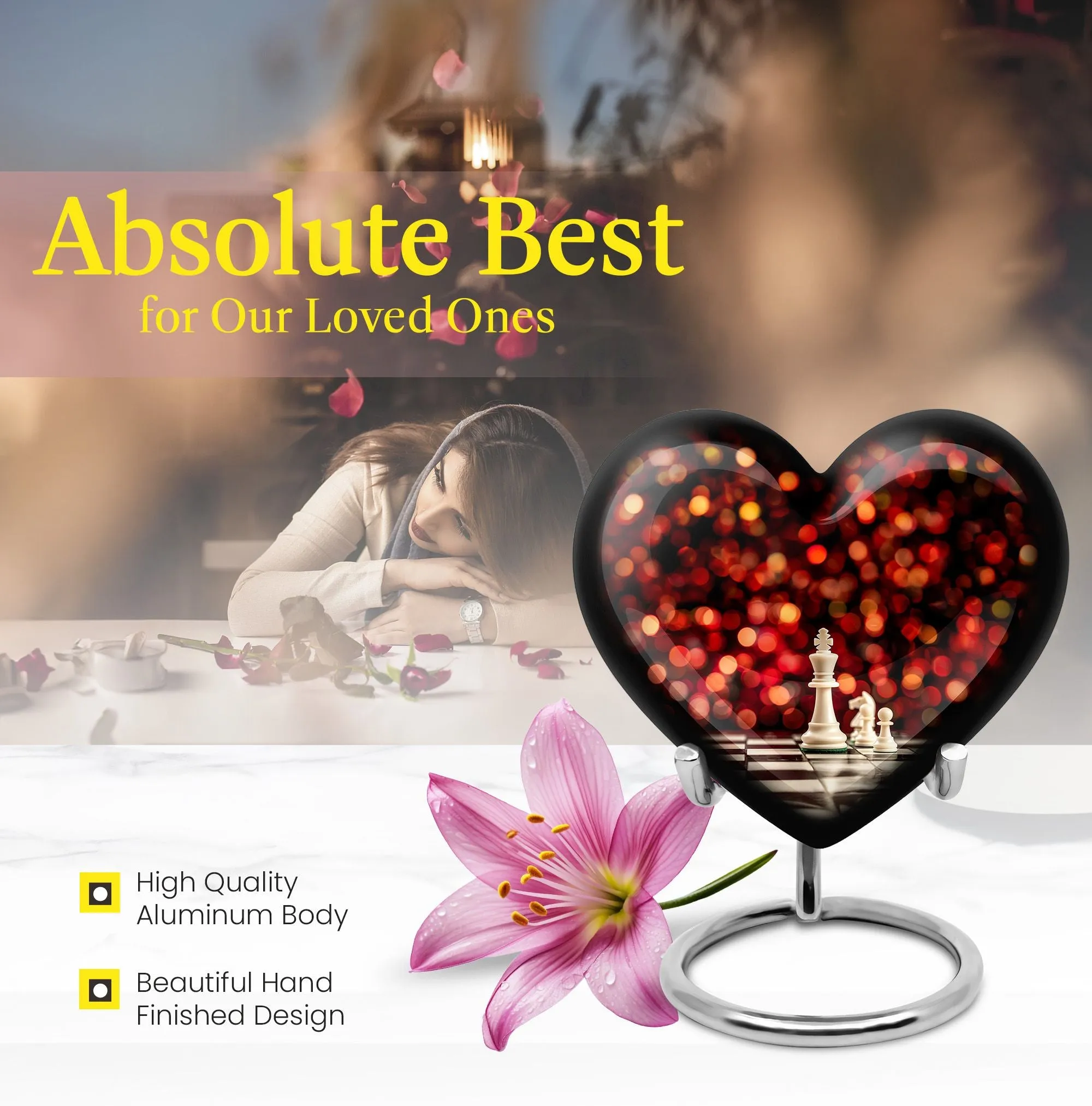 Heartfelt Remembrance Chess Urn - Keepsake Cremation Urn