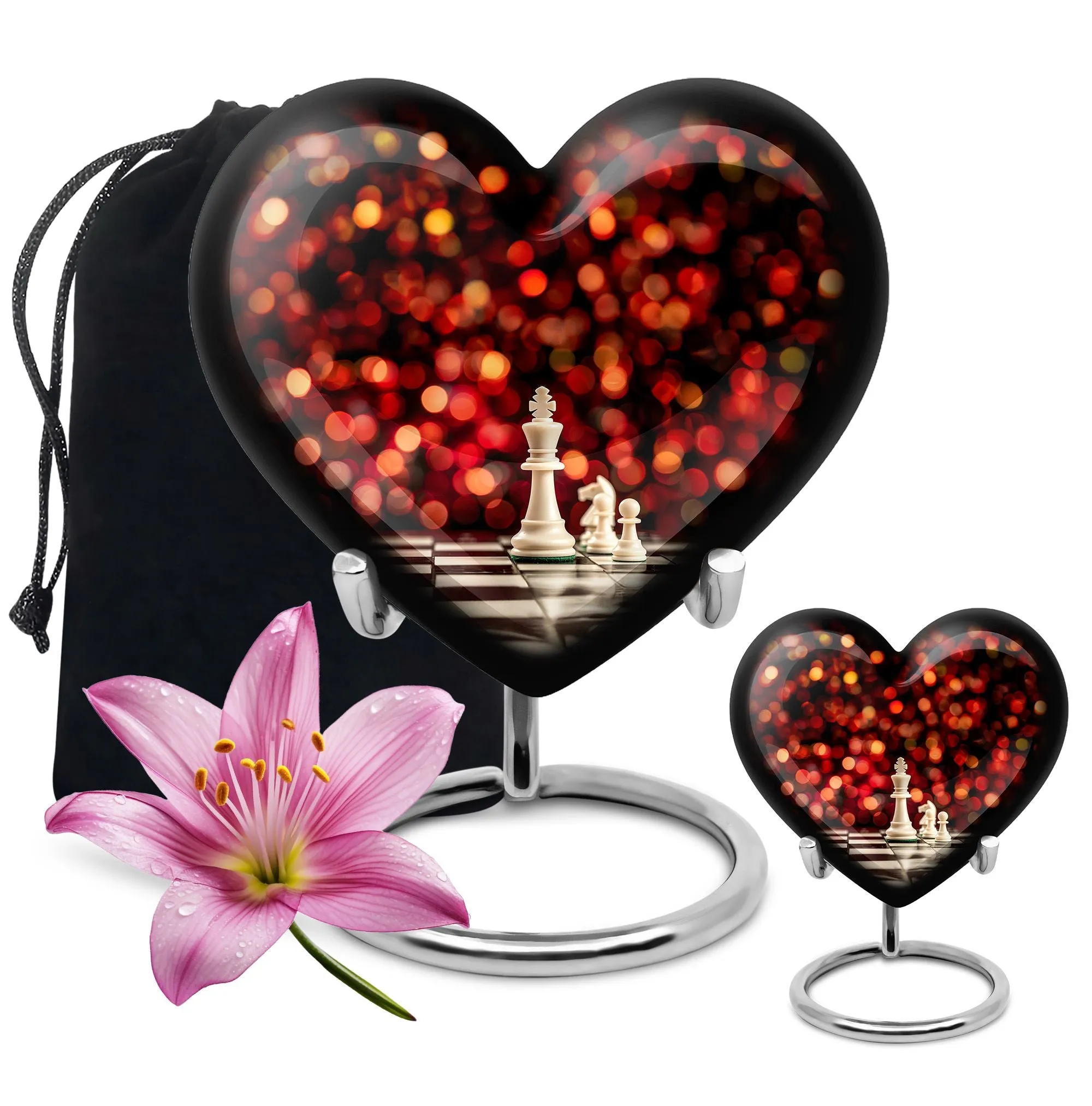 Heartfelt Remembrance Chess Urn - Keepsake Cremation Urn