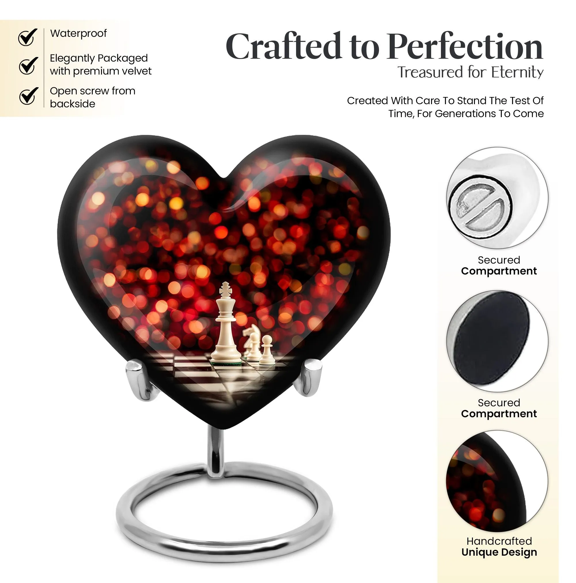 Heartfelt Remembrance Chess Urn - Keepsake Cremation Urn