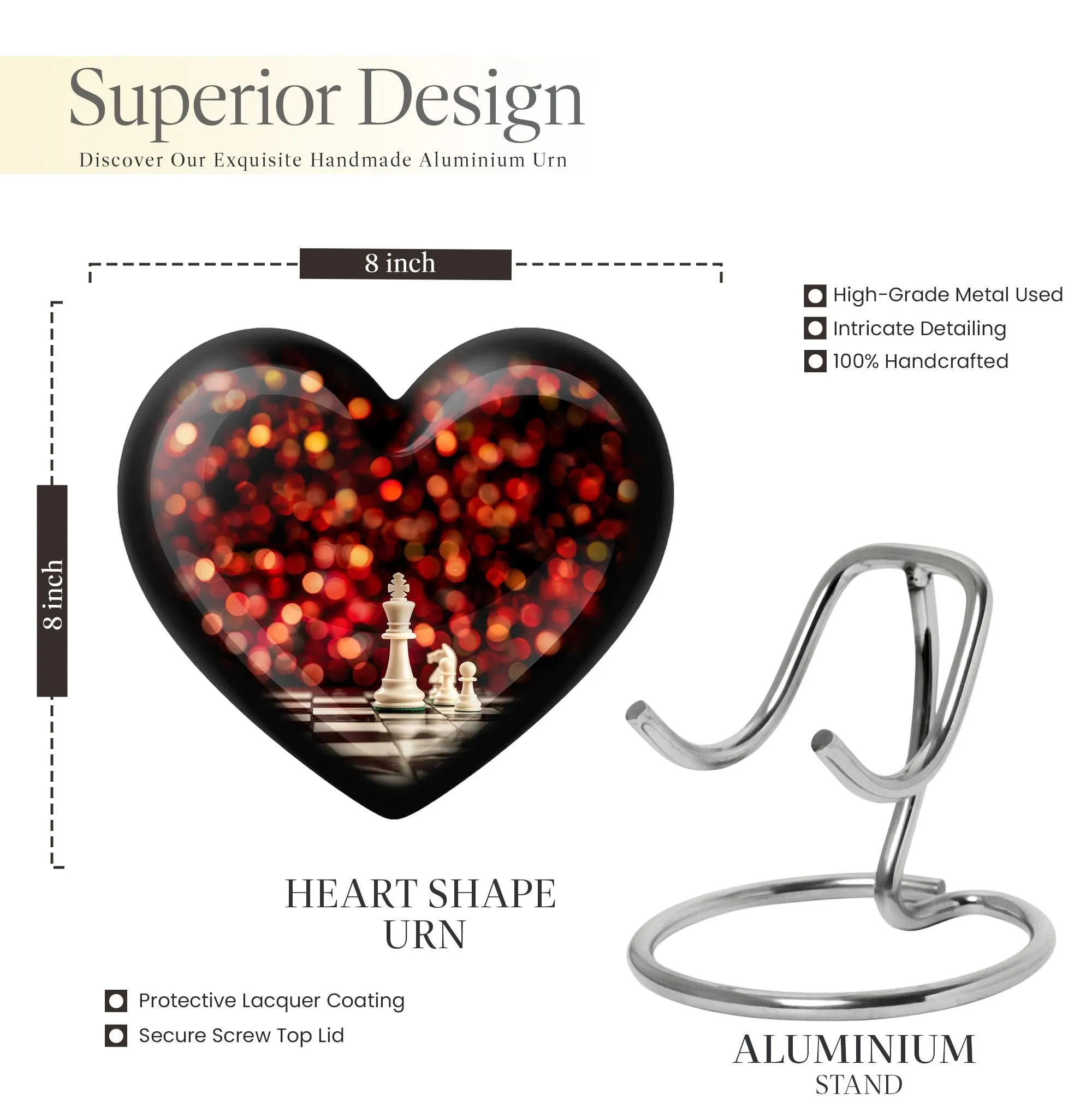 Heartfelt Remembrance Chess Urn - Keepsake Cremation Urn