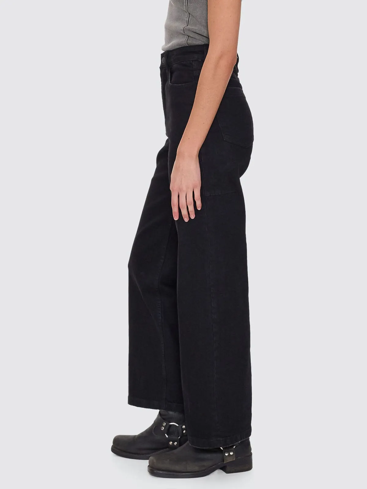 Holly High Rise Stretch Wide Jean - Black Rinse