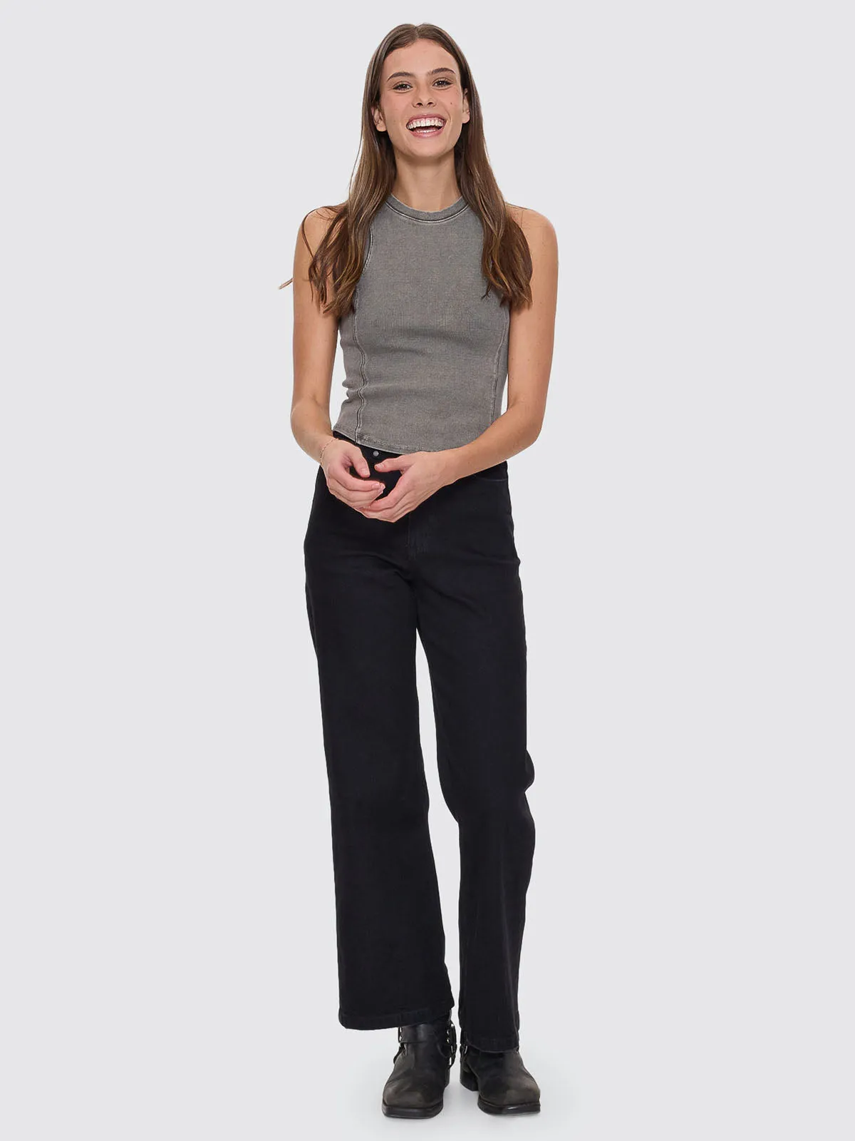 Holly High Rise Stretch Wide Jean - Black Rinse
