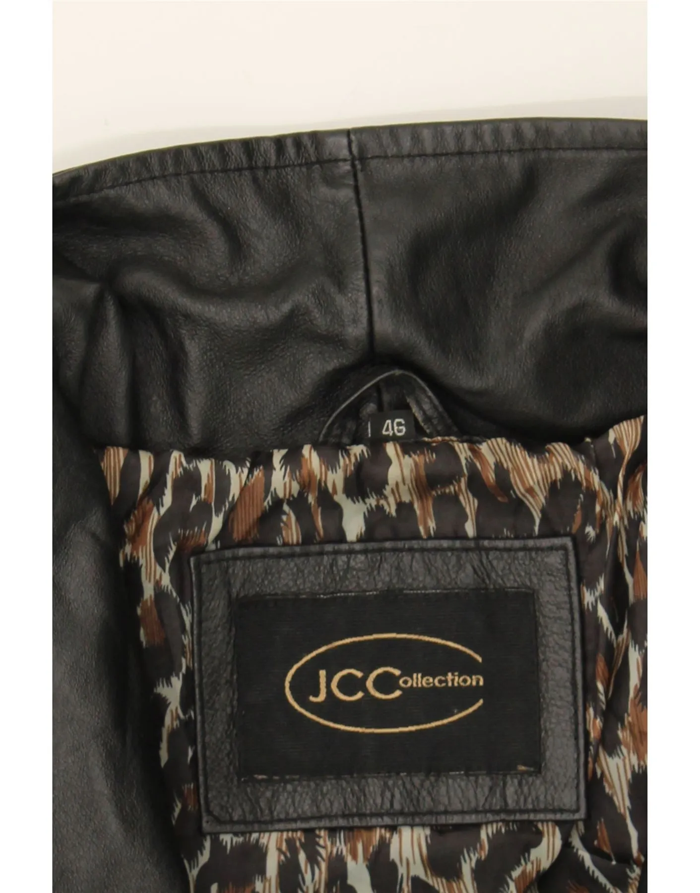 JCC Womens Leather Coat UK 20 2XL Black Leather