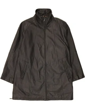 JCC Womens Leather Coat UK 20 2XL Black Leather