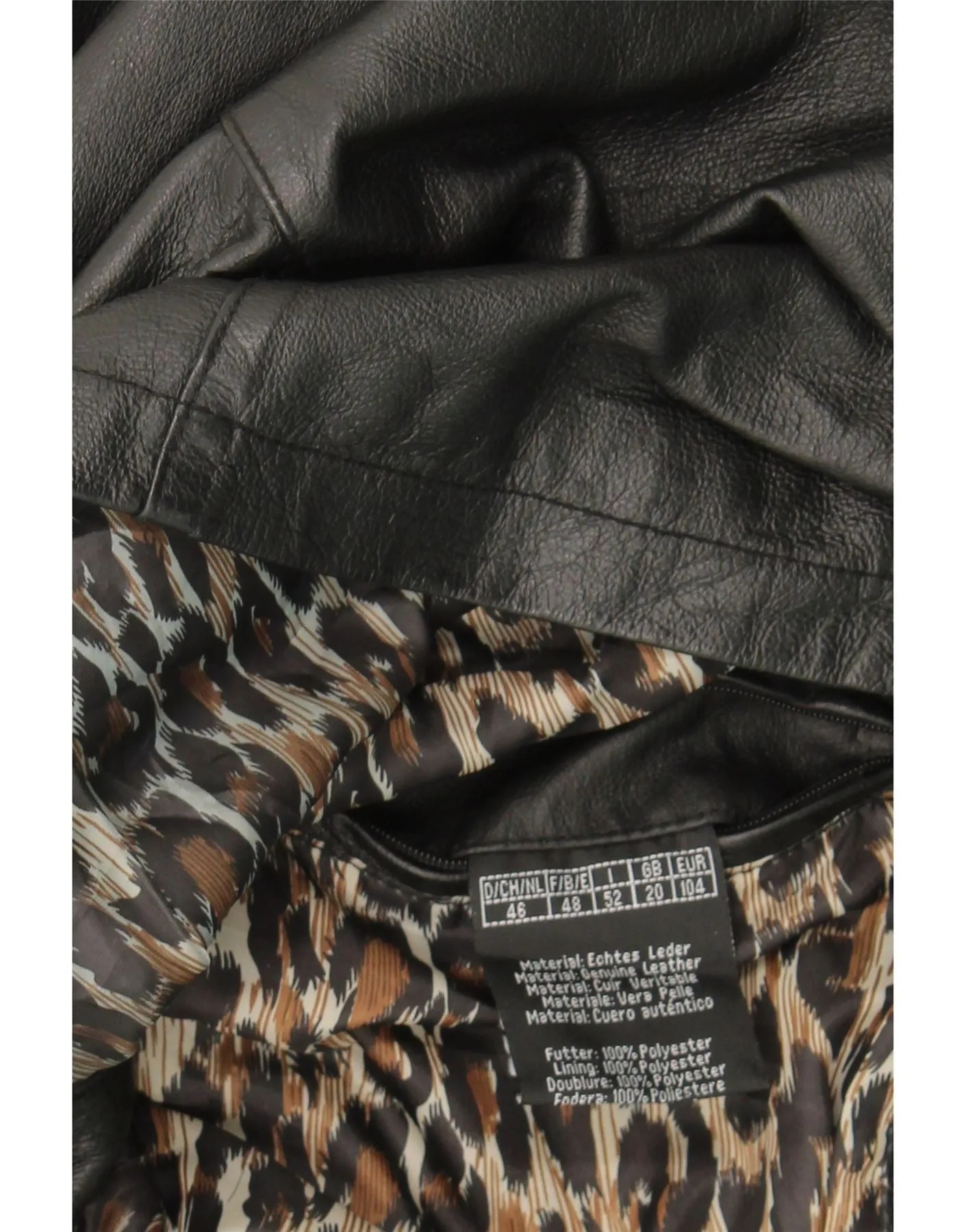 JCC Womens Leather Coat UK 20 2XL Black Leather