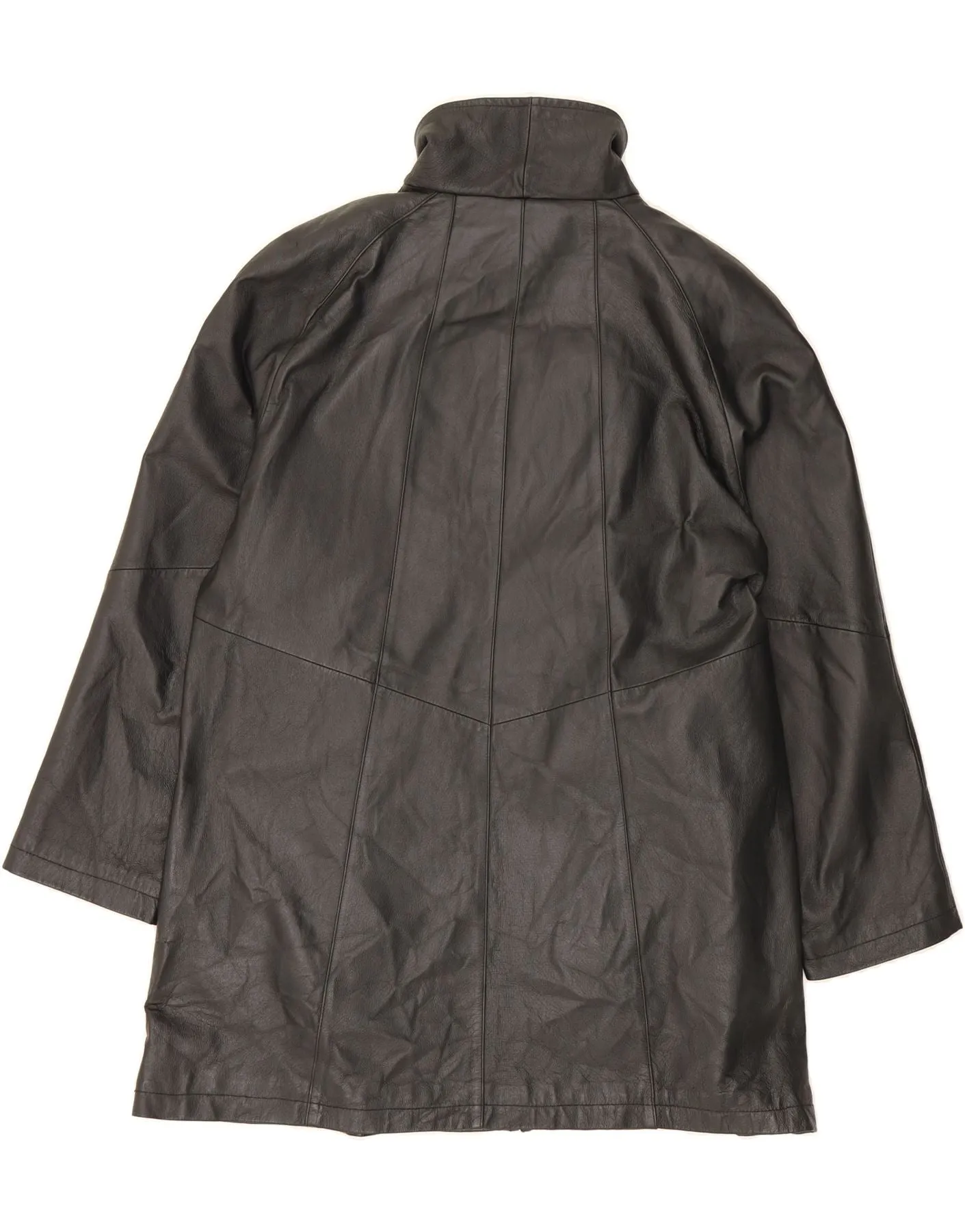 JCC Womens Leather Coat UK 20 2XL Black Leather