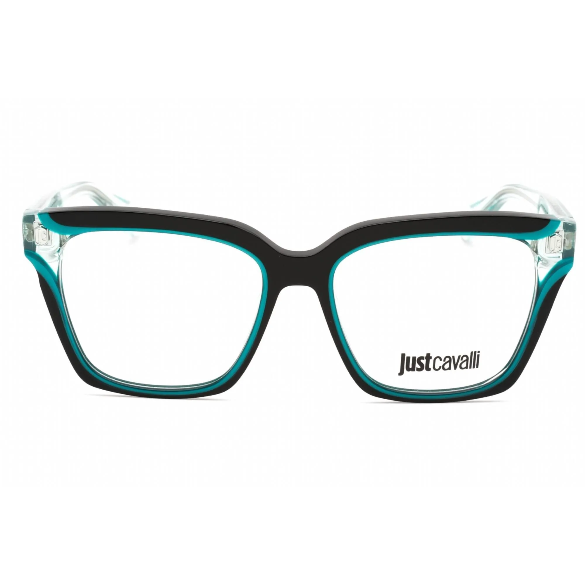 Just Cavalli Women's Eyeglasses - Black Shiny Light Green Square Frame | VJC002V 07M4