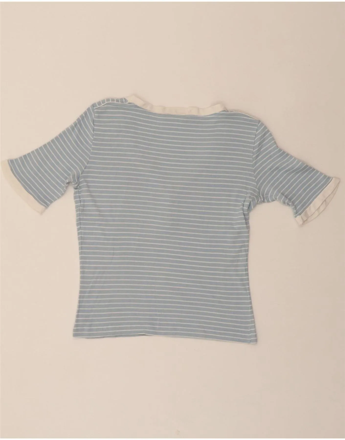 LACOSTE Womens T-Shirt Top Size 40 Medium Blue Striped Cotton