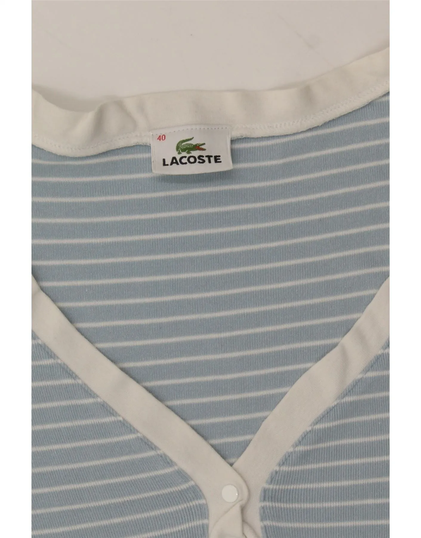 LACOSTE Womens T-Shirt Top Size 40 Medium Blue Striped Cotton