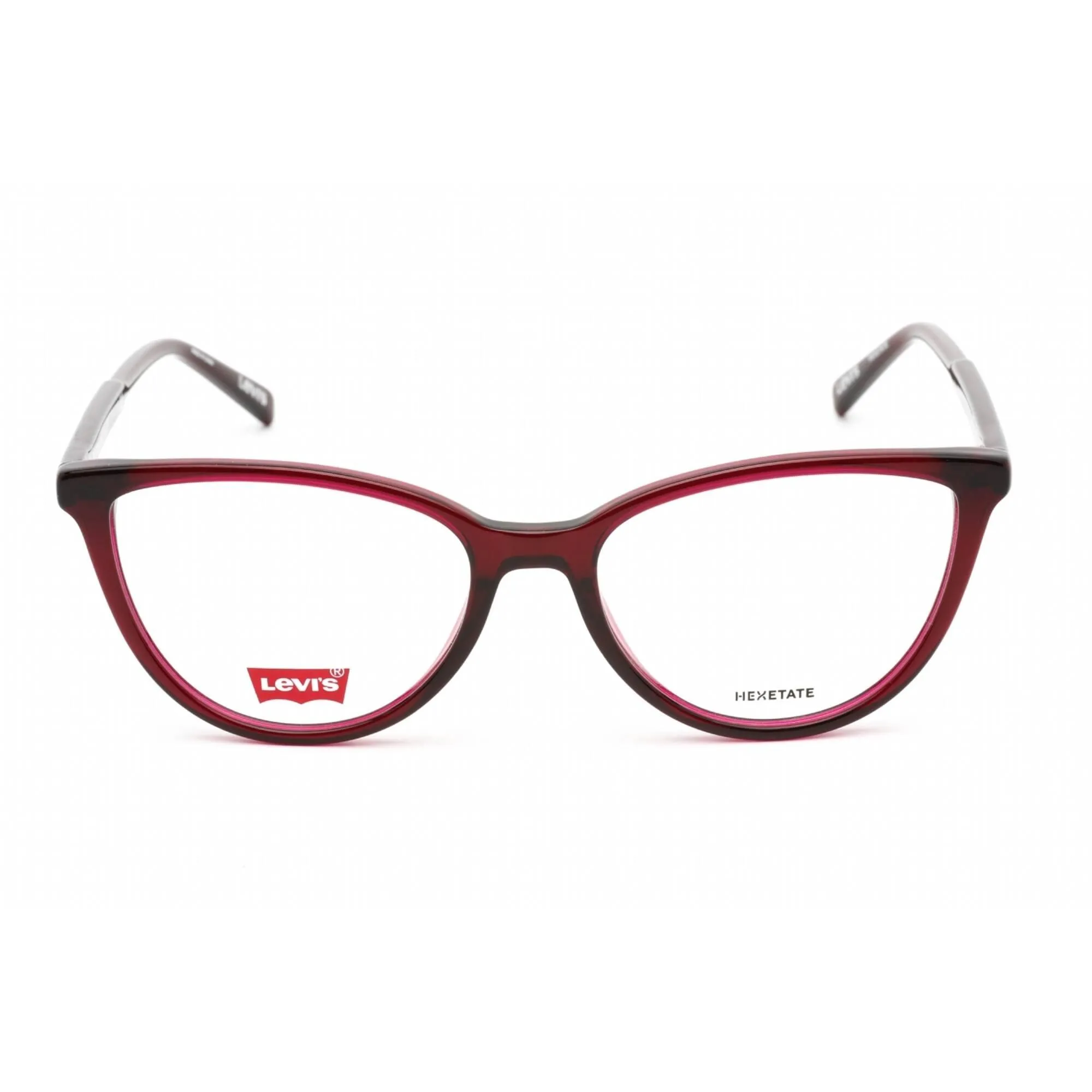 Levi's Women's Eyeglasses - Full Rim Cherry Plastic Cat Eye Frame | LV 1015 08CQ 00