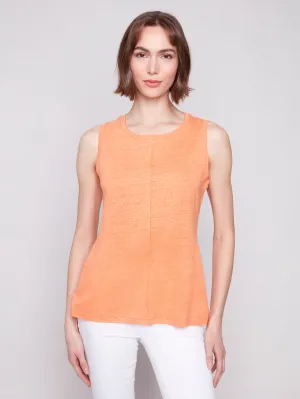 Linen Blend Sleeveless Top - Papaya