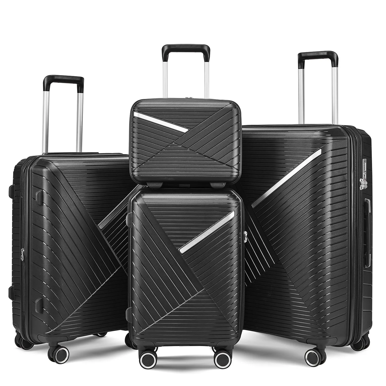 Luggage Sets 4 Piece(14/20/24/28), Expandable Suitcase with Double Spinner Wheels TSA Lock PP Material