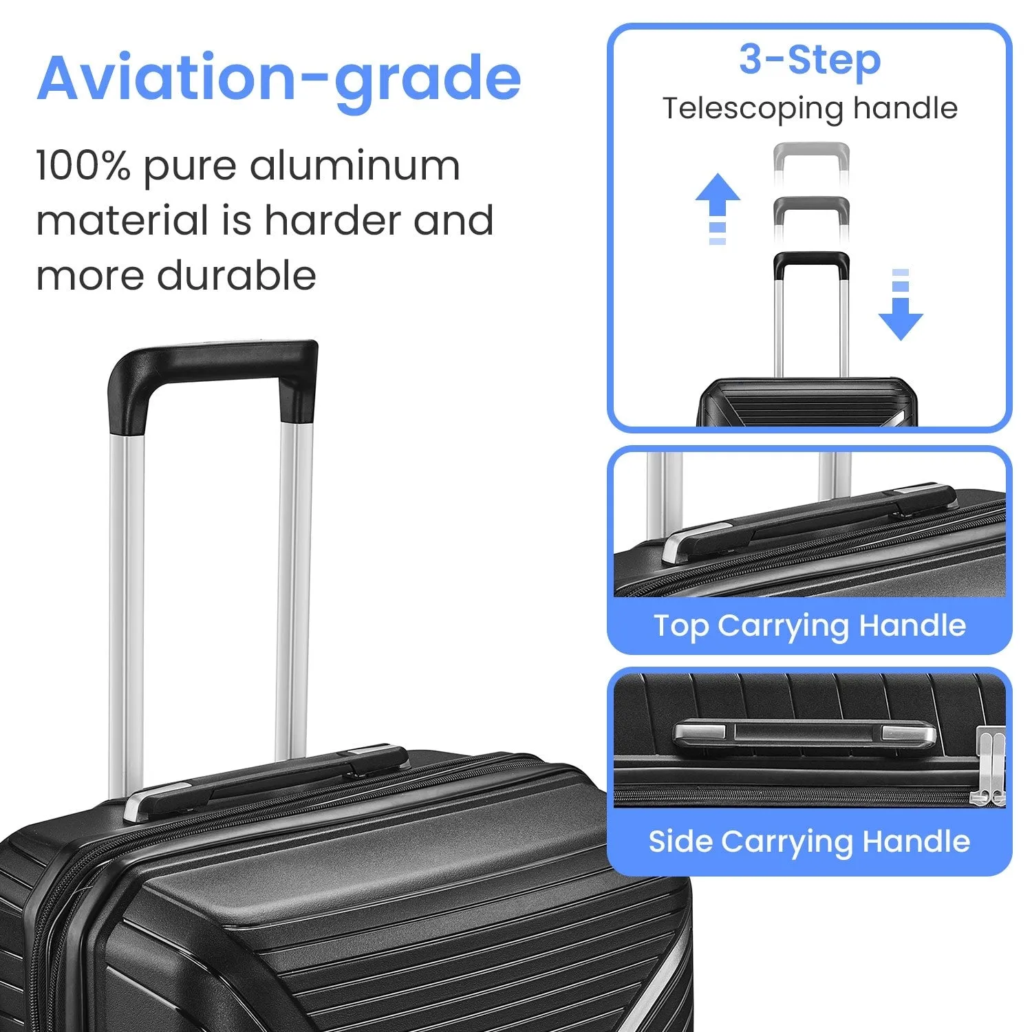 Luggage Sets 4 Piece(14/20/24/28), Expandable Suitcase with Double Spinner Wheels TSA Lock PP Material