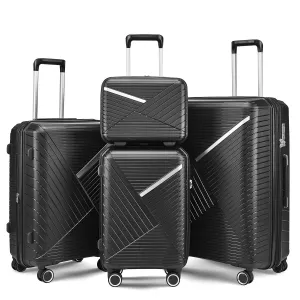 Luggage Sets 4 Piece(14/20/24/28), Expandable Suitcase with Double Spinner Wheels TSA Lock PP Material