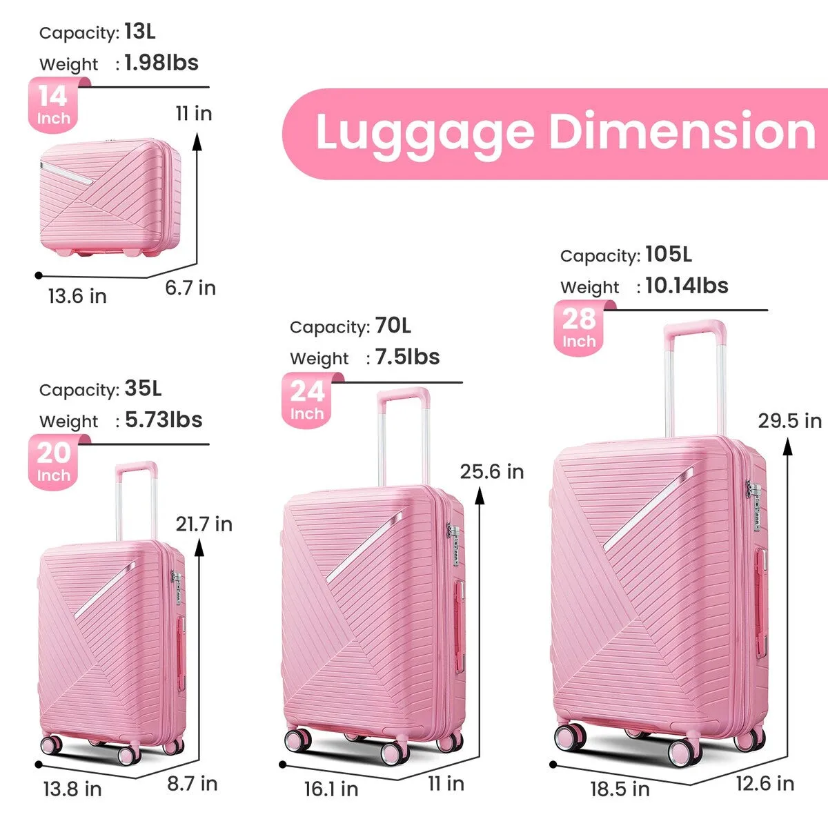 Luggage Sets 4 Piece(14/20/24/28)