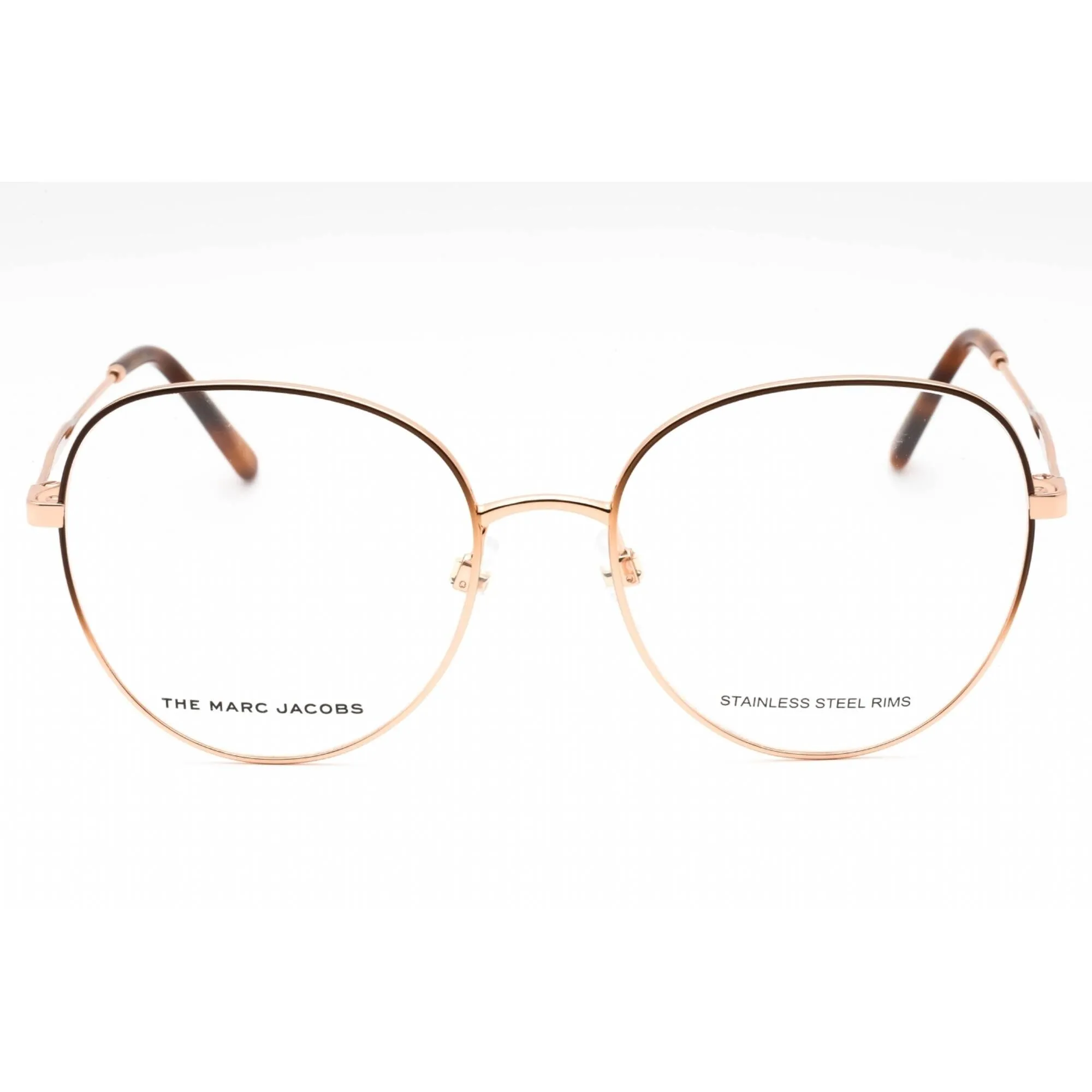 Marc Jacobs Women's Eyeglasses - Gold Brown Metal Oval Full Rim | MARC 590 001Q 00