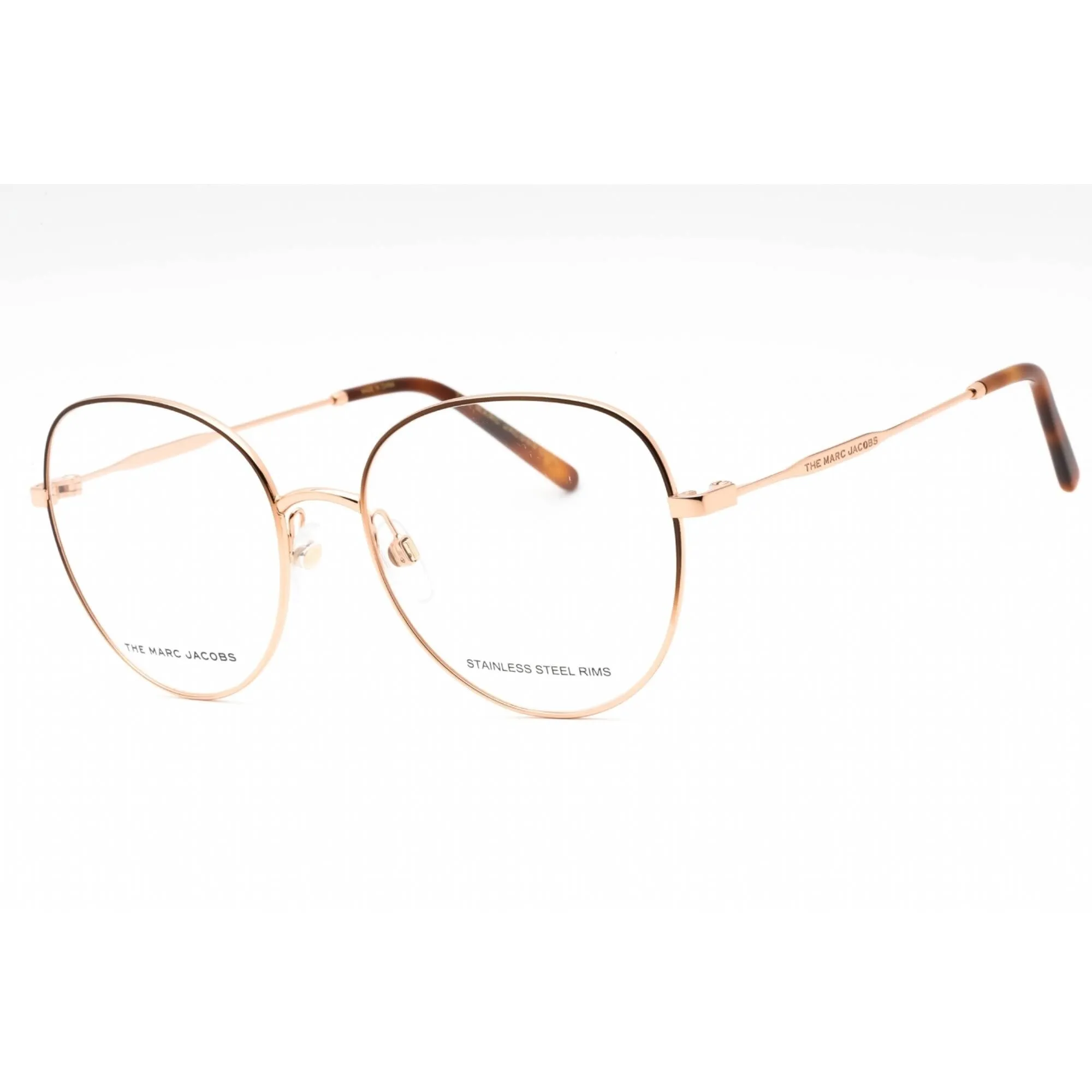 Marc Jacobs Women's Eyeglasses - Gold Brown Metal Oval Full Rim | MARC 590 001Q 00