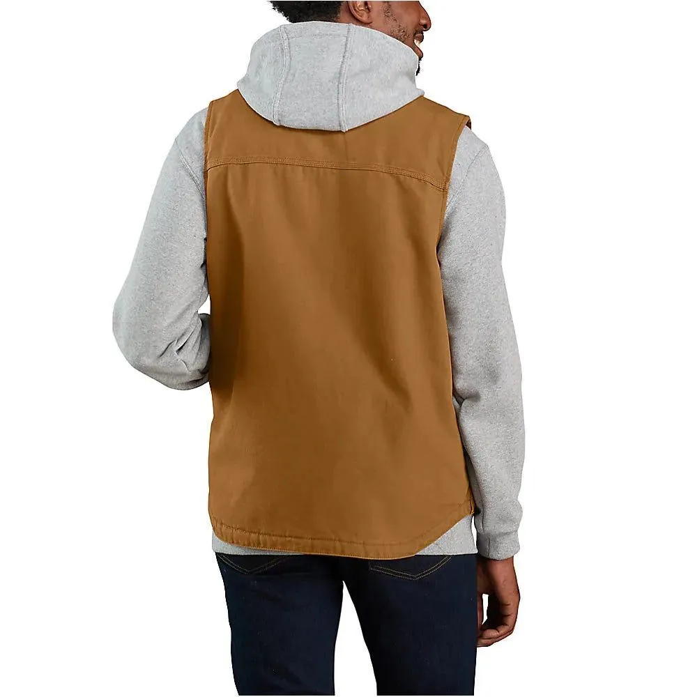 Men's 104277 Washed Duck Sherpa Lined Mock Vest - Brown