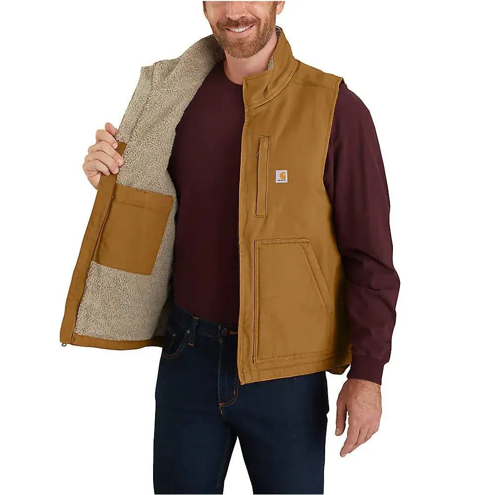 Men's 104277 Washed Duck Sherpa Lined Mock Vest - Brown