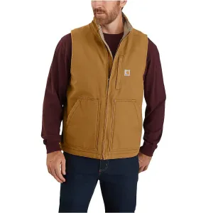 Men's 104277 Washed Duck Sherpa Lined Mock Vest - Brown