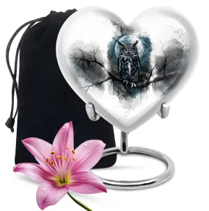 Owl Cremation Urn Howling Wolf, Large Memorial Aluminium Urn for Ashes