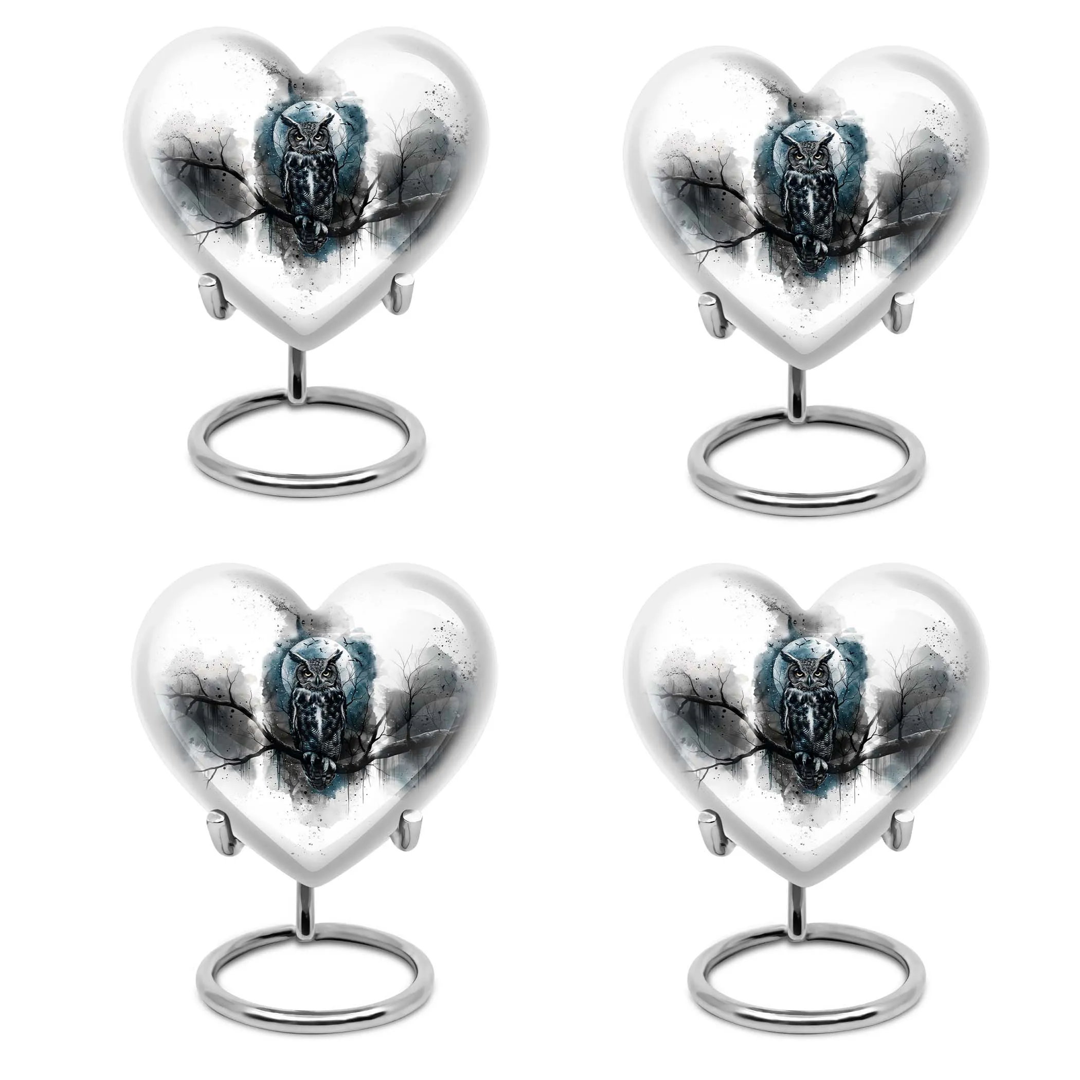 Owl Cremation Urn Howling Wolf, Large Memorial Aluminium Urn for Ashes