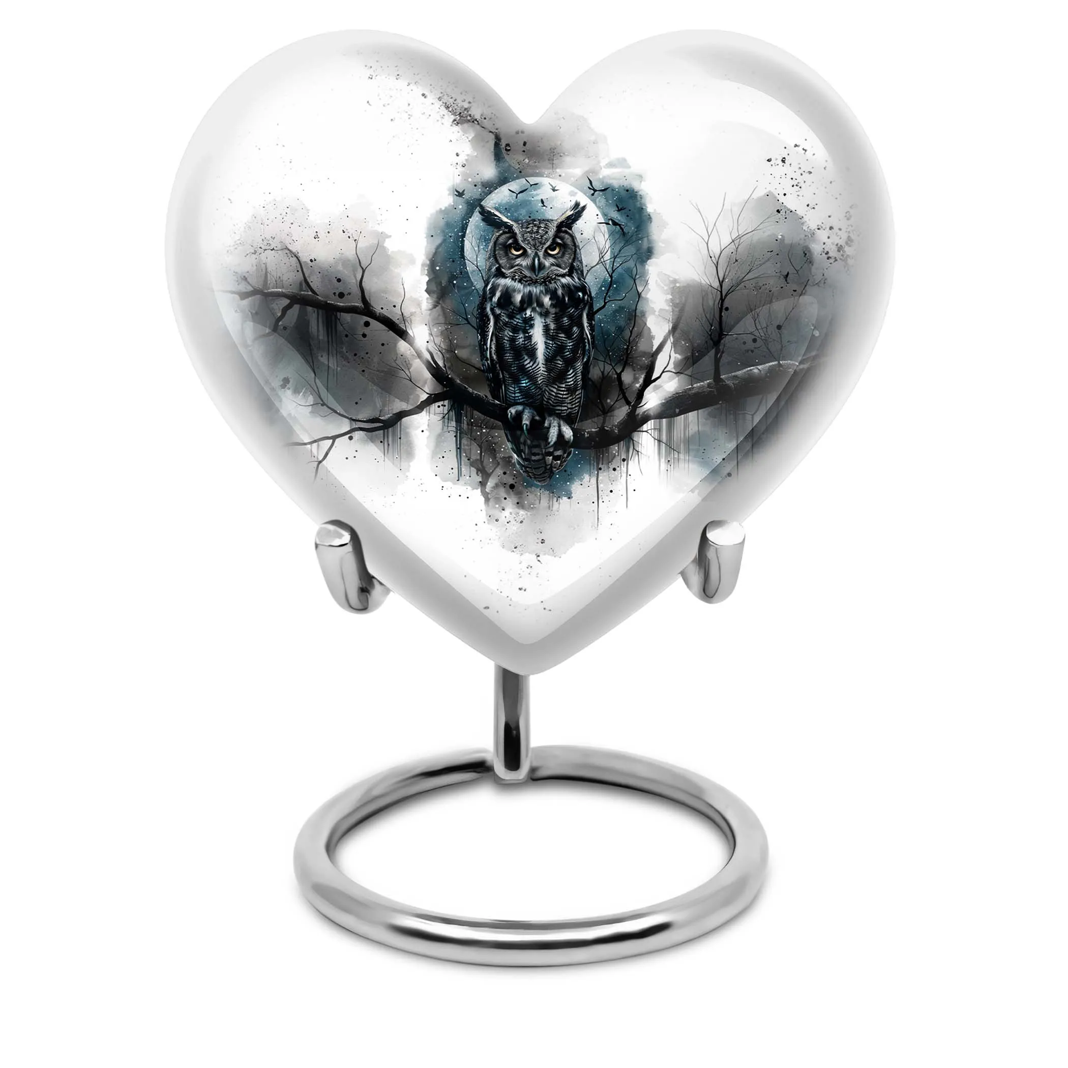 Owl Cremation Urn Howling Wolf, Large Memorial Aluminium Urn for Ashes