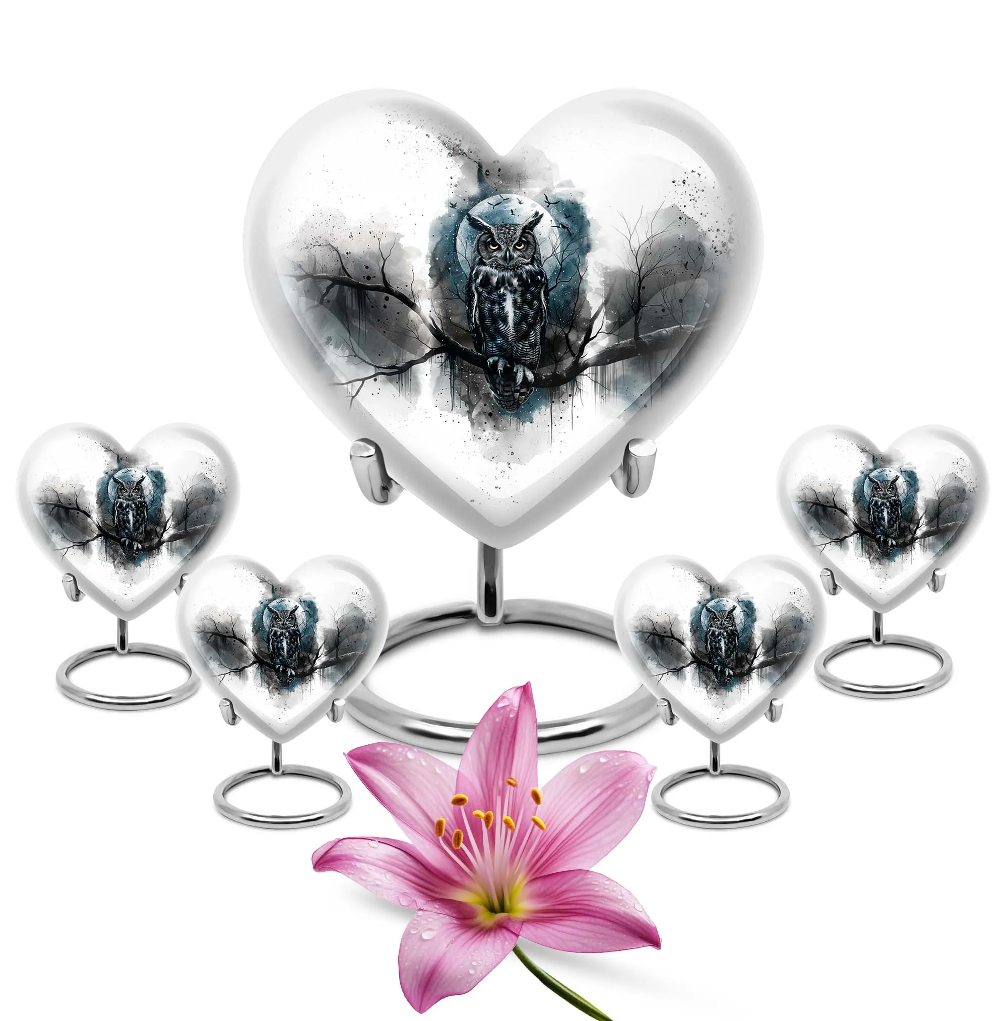 Owl Cremation Urn Howling Wolf, Large Memorial Aluminium Urn for Ashes