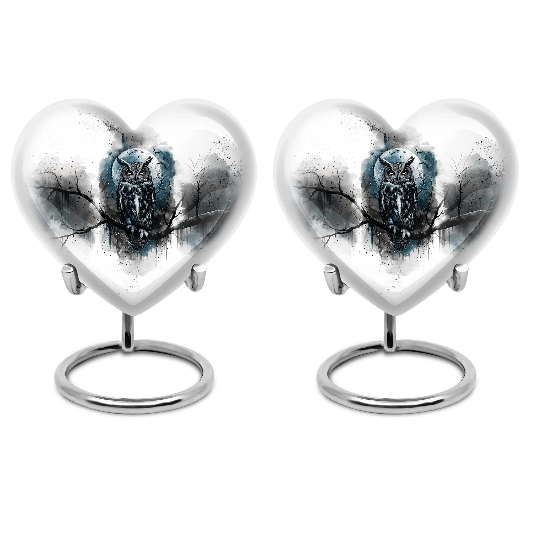 Owl Cremation Urn Howling Wolf, Large Memorial Aluminium Urn for Ashes