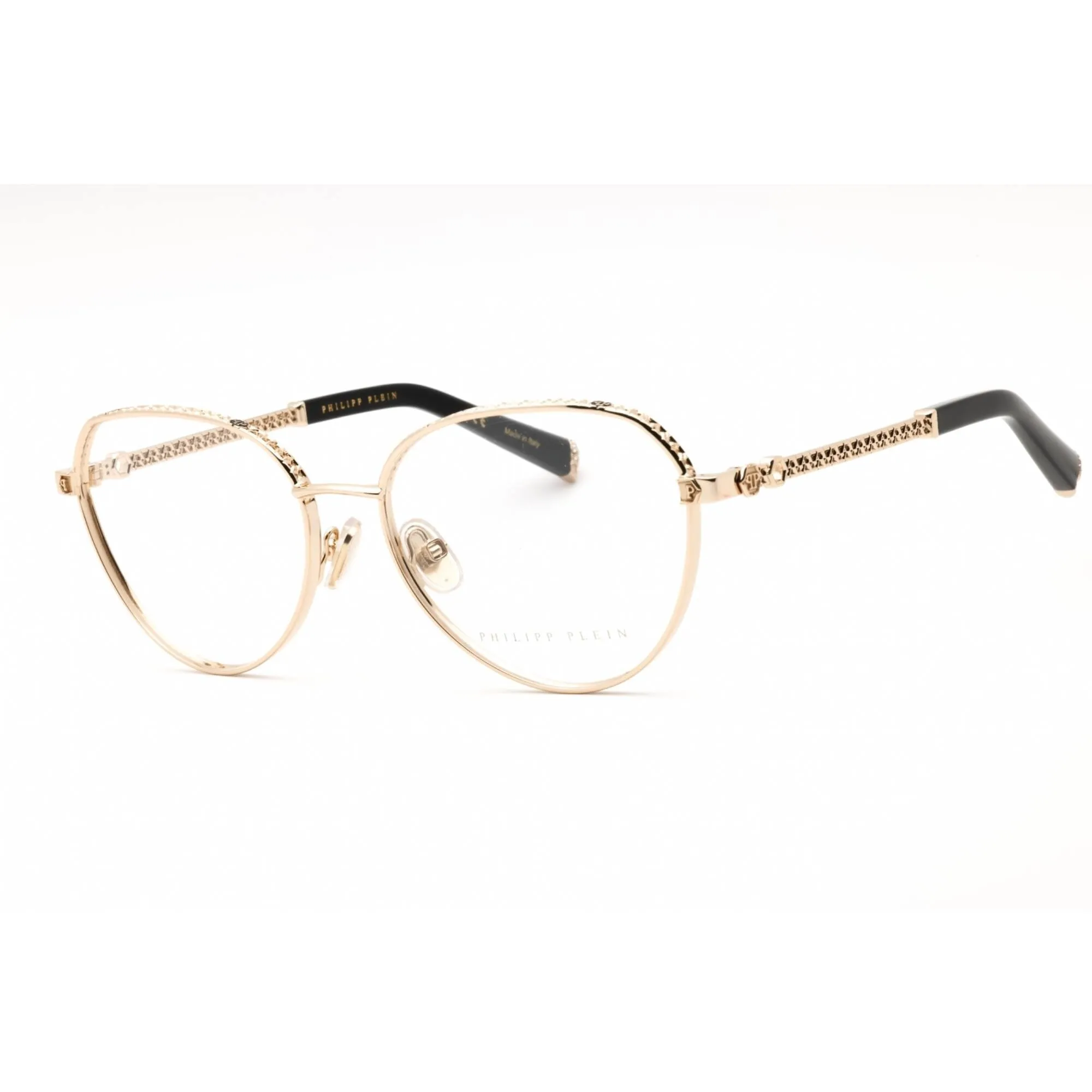 Philipp Plein Women's Eyeglasses - Rose Gold Metal Cat Eye Full Rim | VPP035S 0300
