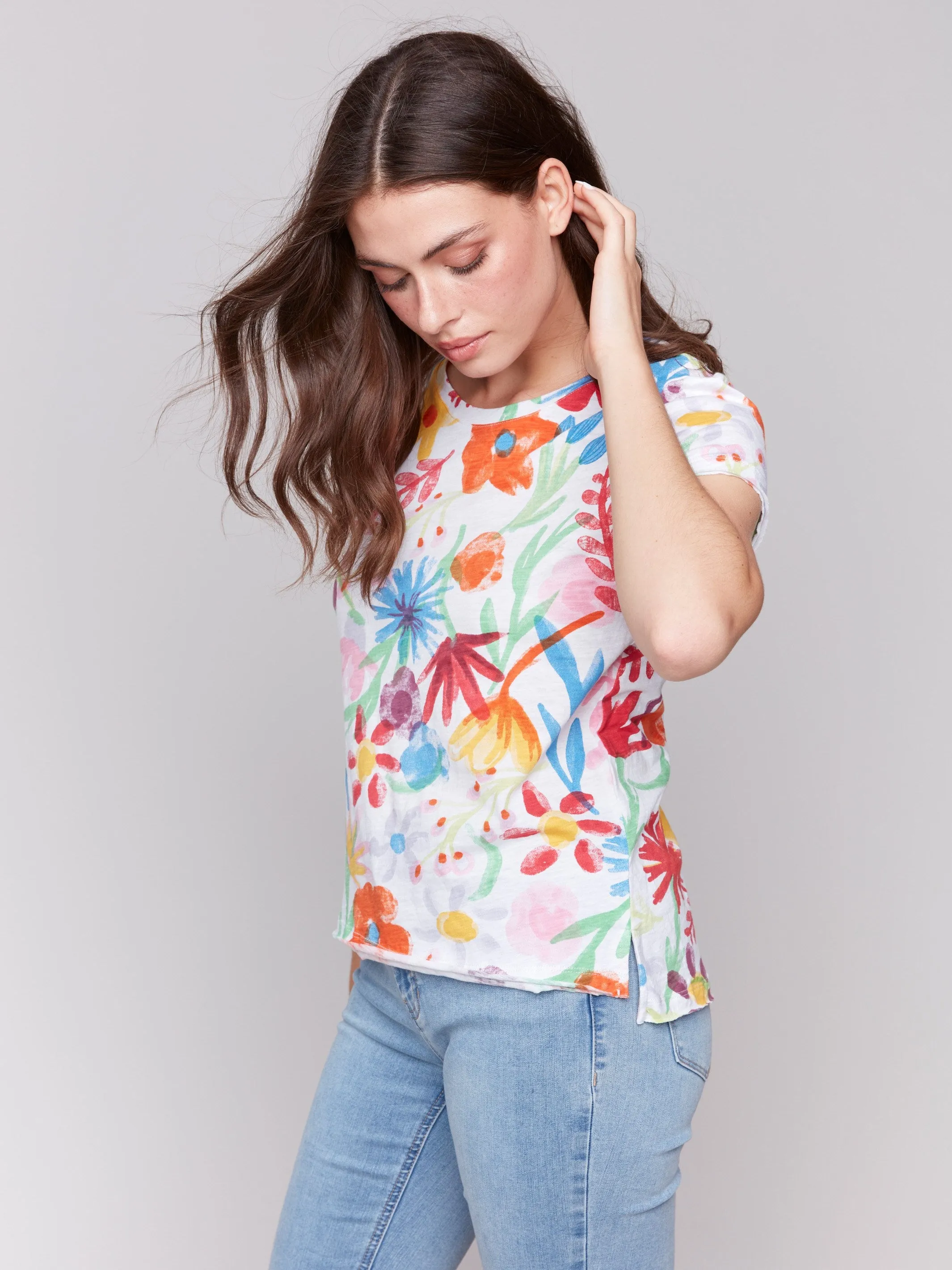 Printed Organic Cotton Slub T-Shirt - Wildflowers