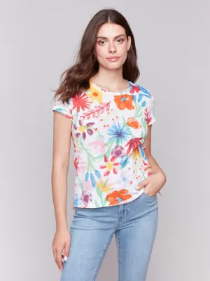 Printed Organic Cotton Slub T-Shirt - Wildflowers
