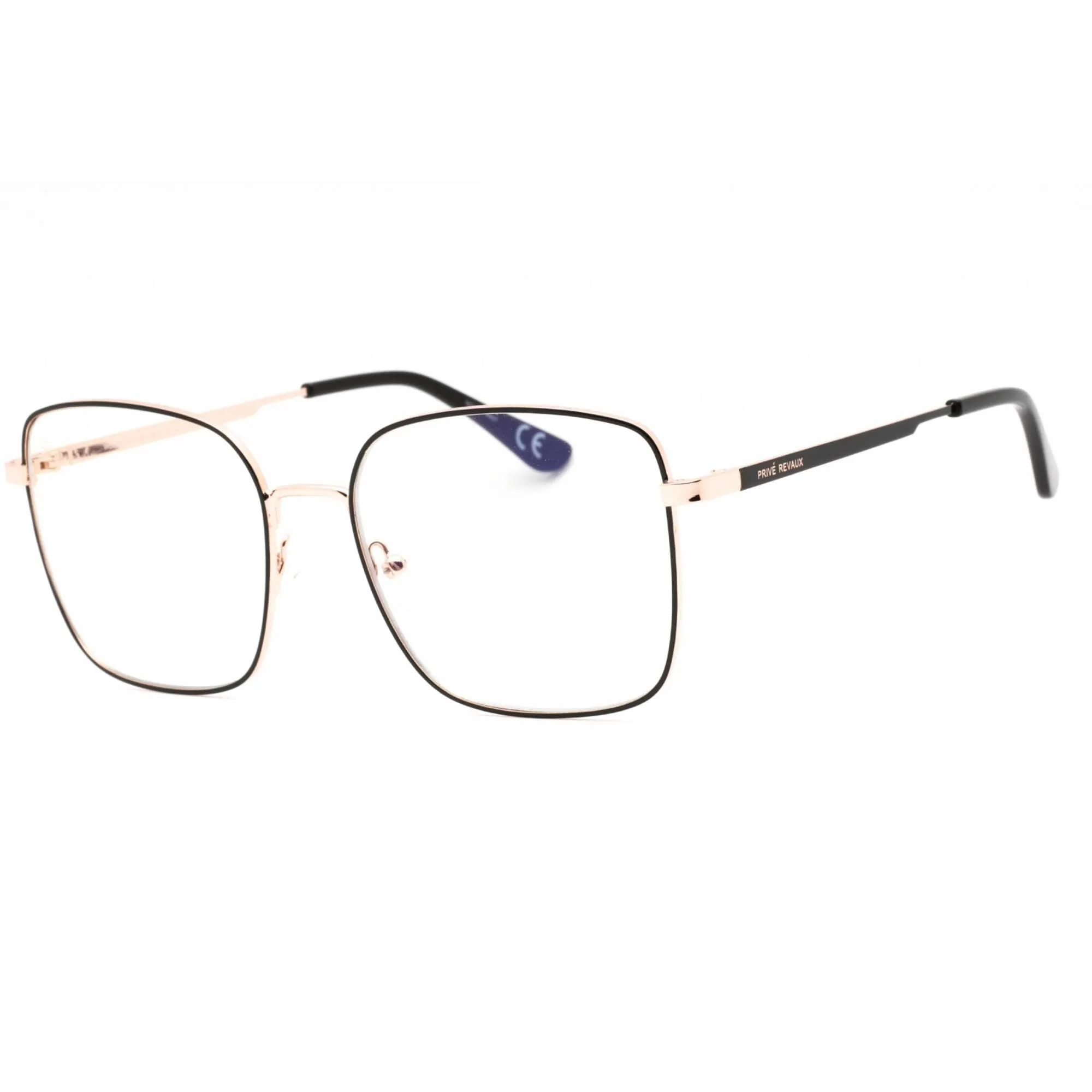 Prive Revaux Women's Eyeglasses - Metal Square Full Rim | Wanderlust Caviar Black