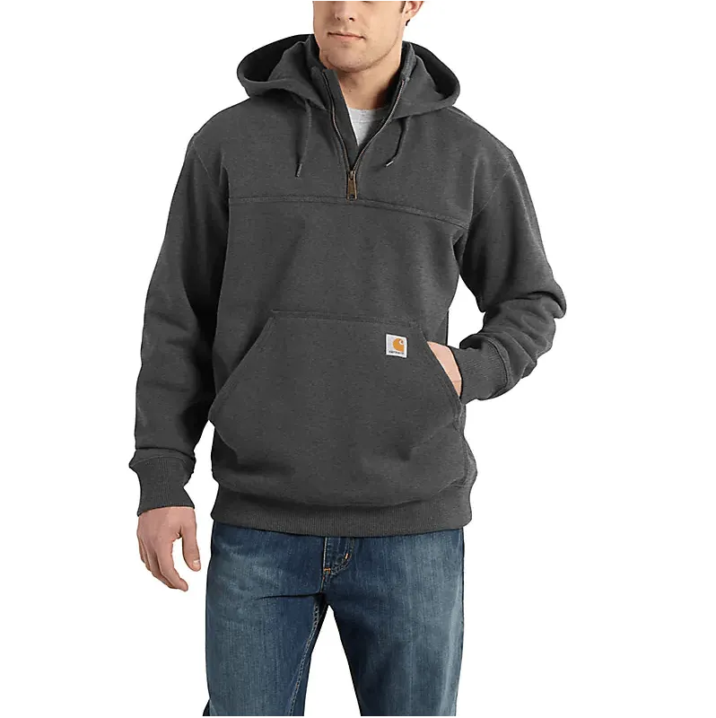 Rain defender® loose fit heavyweight quarter-zip hoodie - Carbon Heather