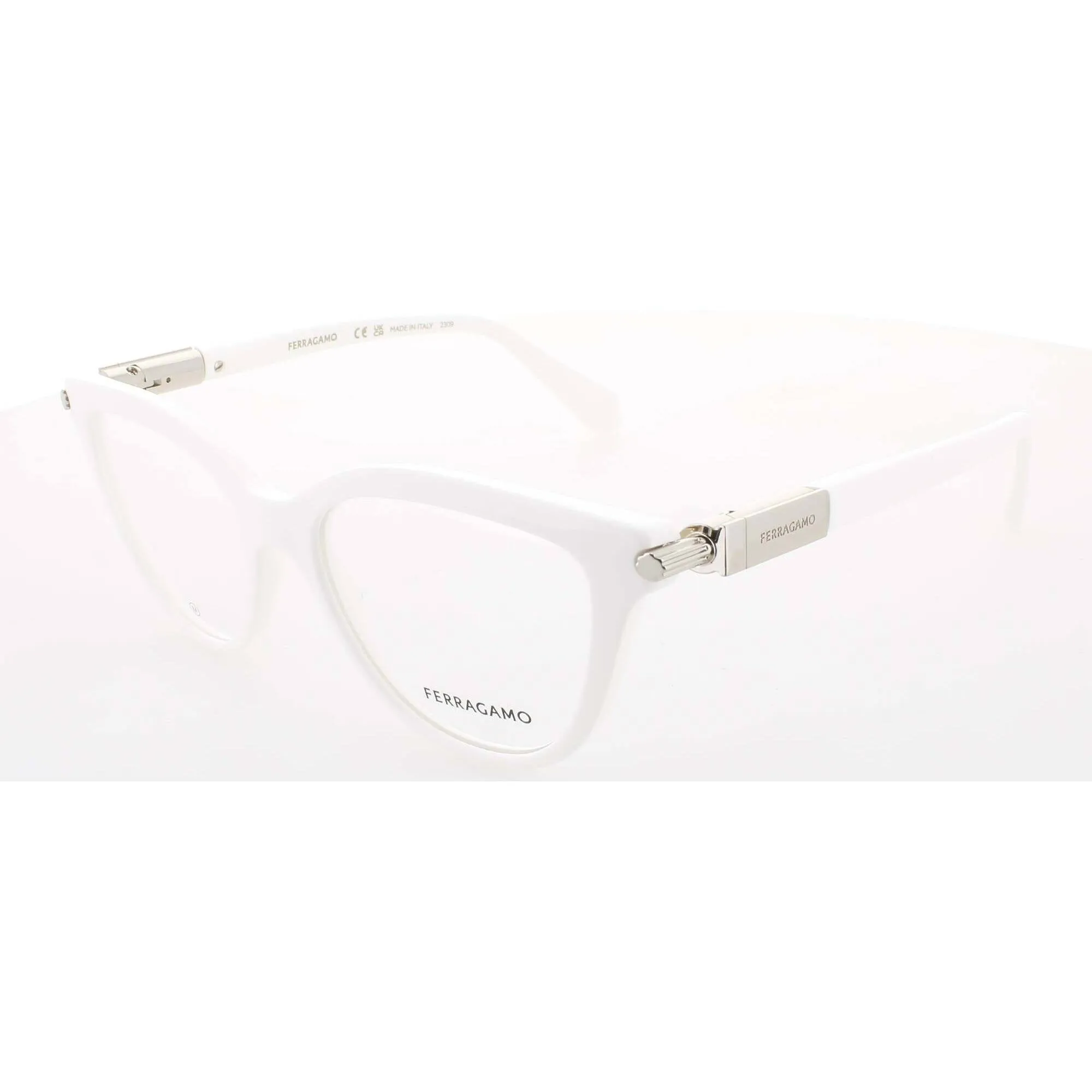Salvatore Ferragamo Women's Eyeglasses - Ivory Acetate/Cat Eye Frame | SF2972 103