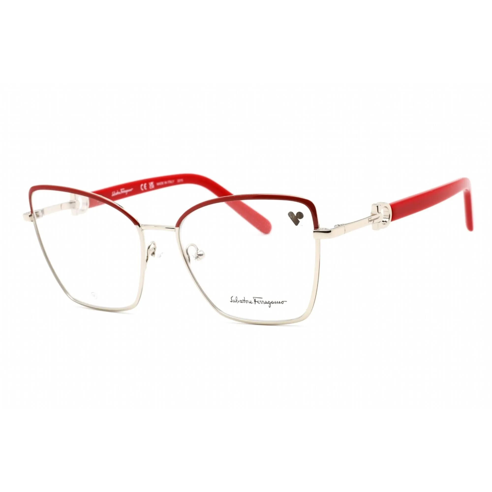 Salvatore Ferragamo Women's Eyeglasses - Light Gold/Burgundy Metal Frame | SF2223 744