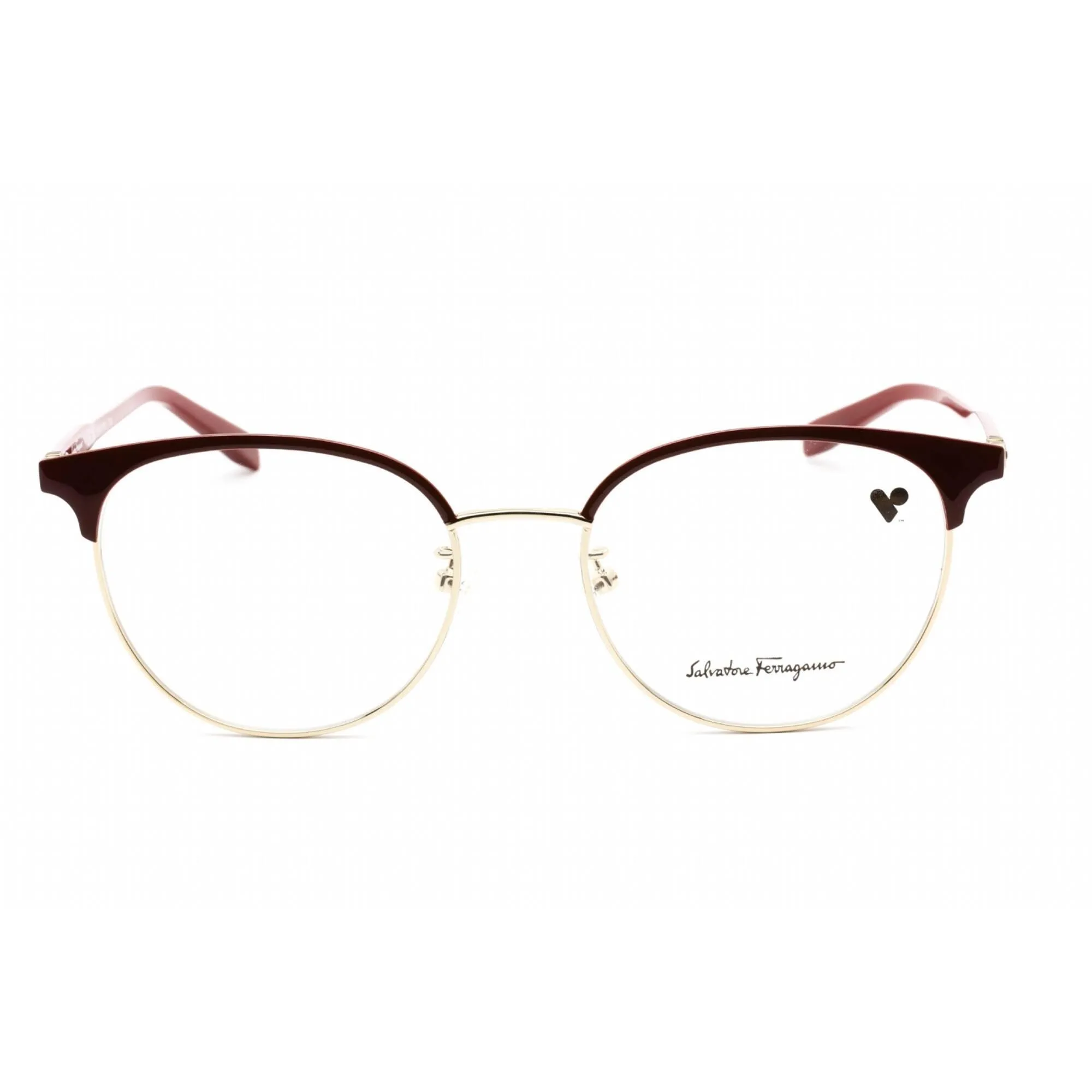 Salvatore Ferragamo Women's Eyeglasses - Light Gold/Burgundy Round Frame | SF2201 744