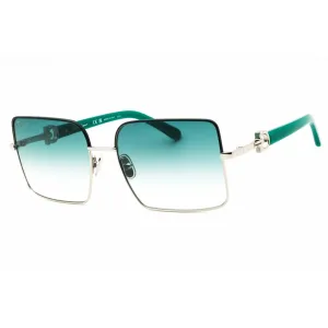 Salvatore Ferragamo Women's Sunglasses - Silver/Petrol Square Frame | SF302SL 047