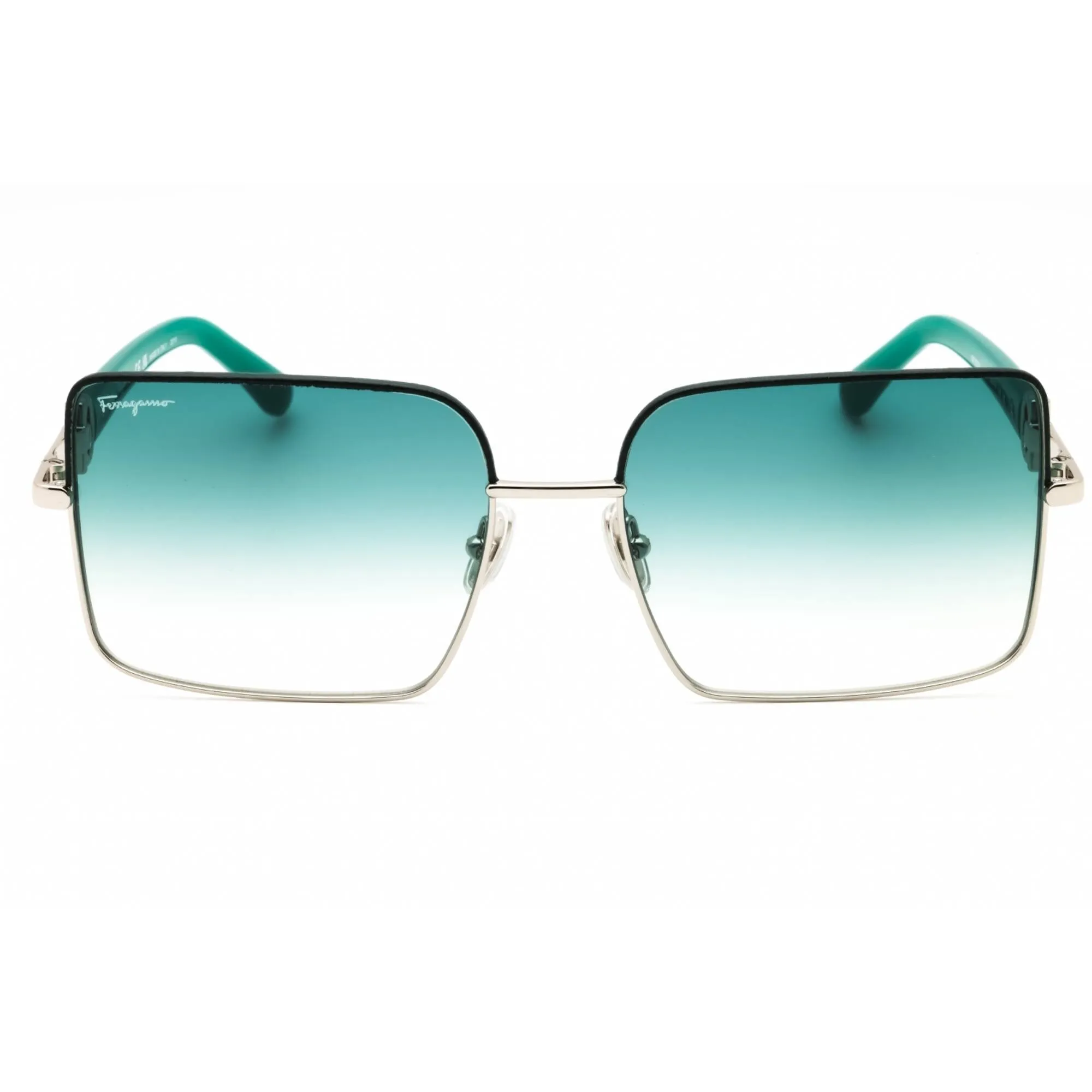 Salvatore Ferragamo Women's Sunglasses - Silver/Petrol Square Frame | SF302SL 047