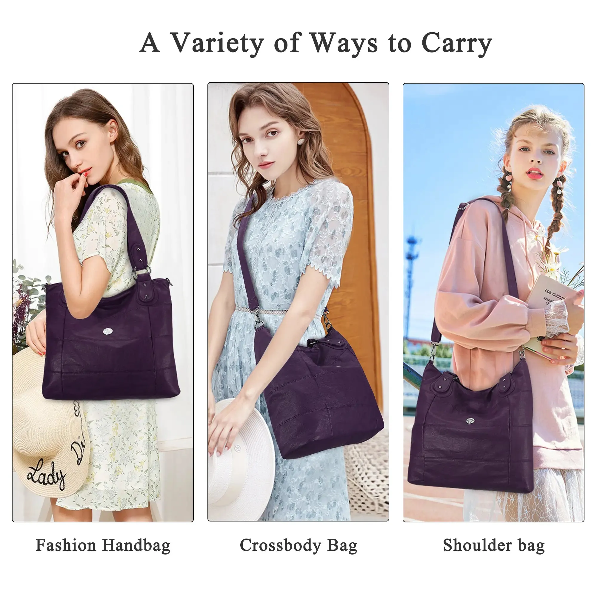 Soft Washed PU Leather Shoulder Crossbody Handbags