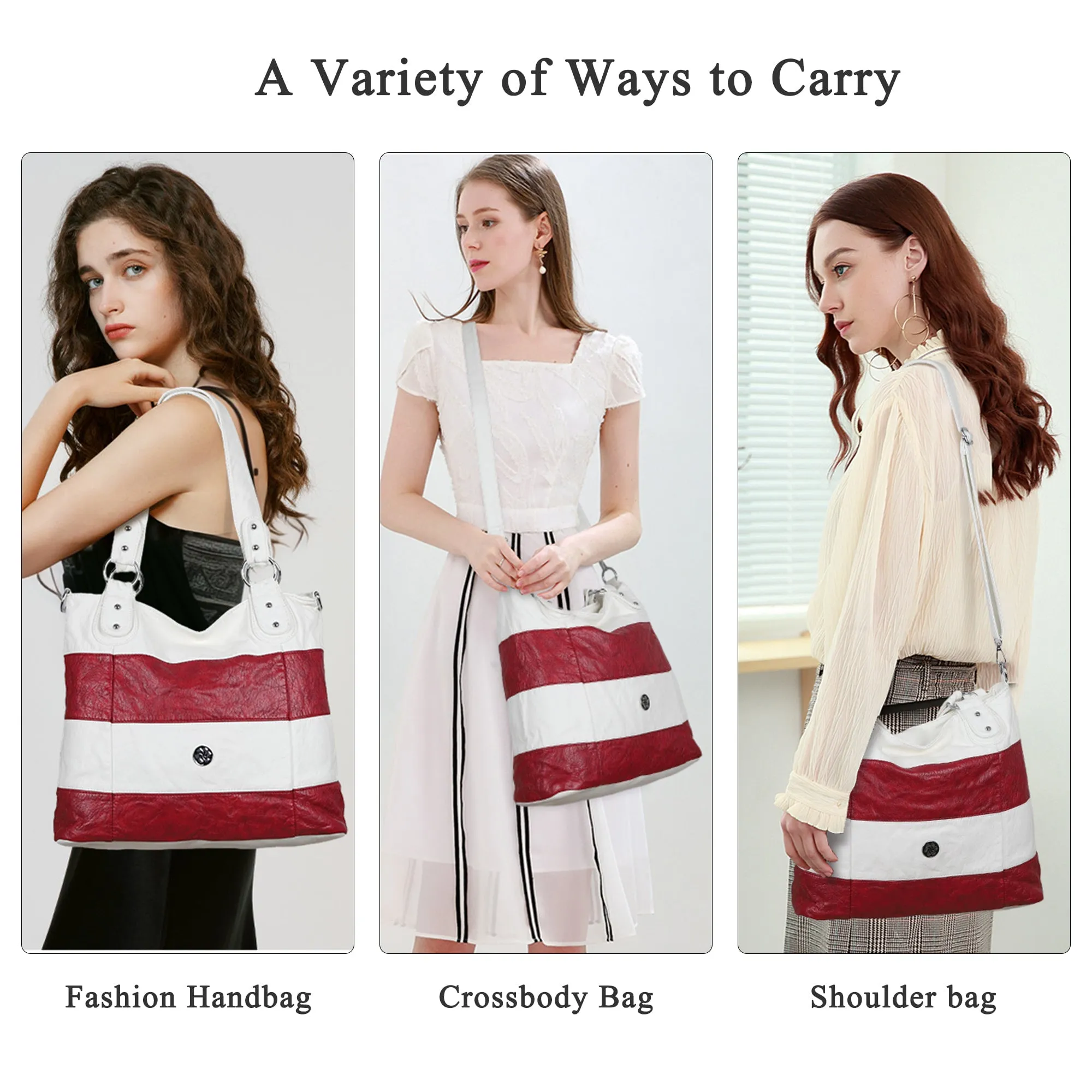 Soft Washed PU Leather Shoulder Crossbody Handbags