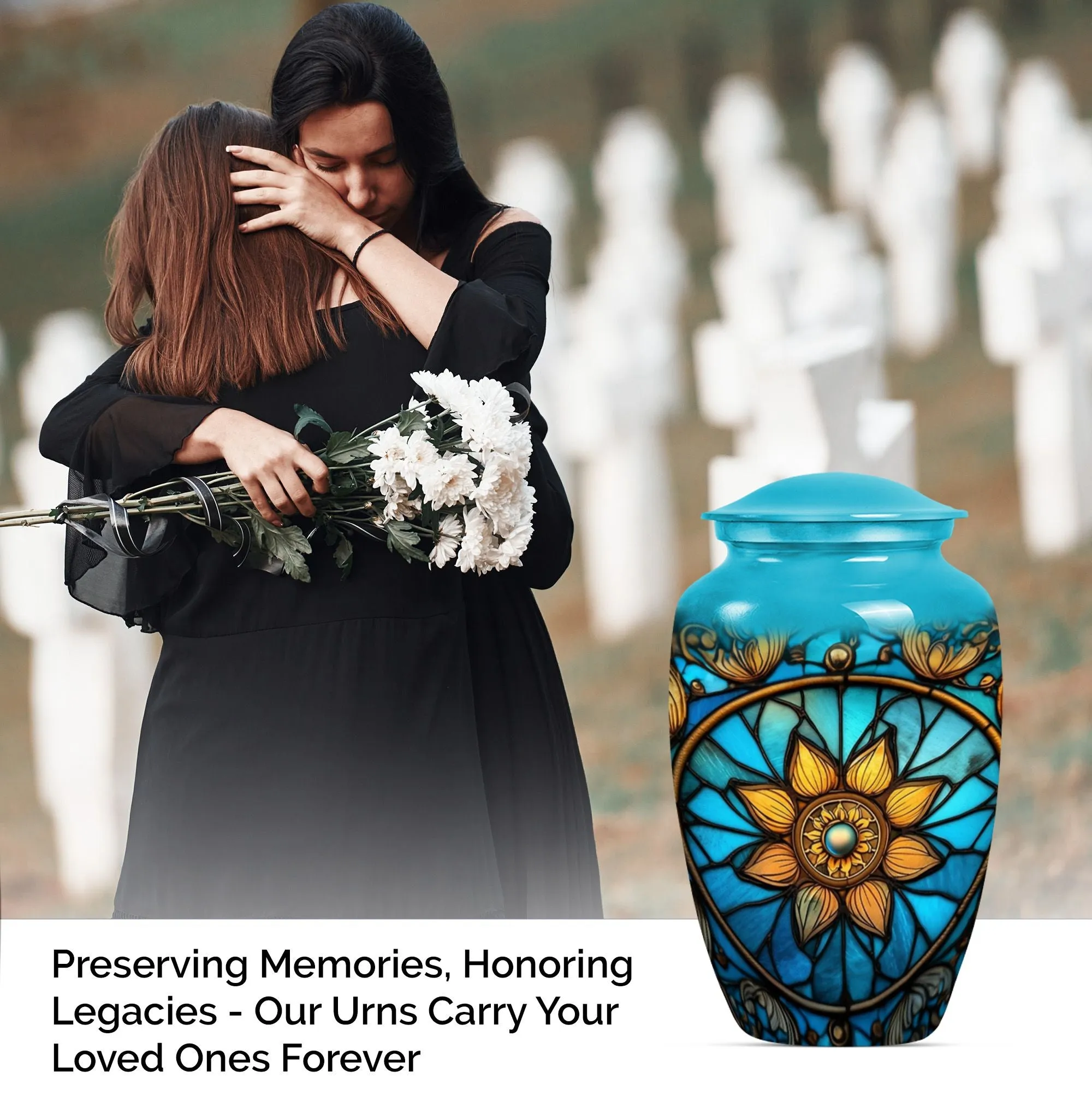 Stained Glass Urn Elegance, Cremation Artifact for Women's Ashes