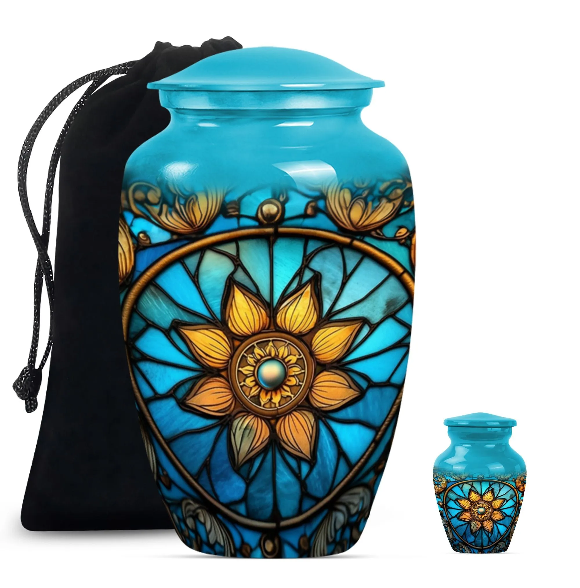 Stained Glass Urn Elegance, Cremation Artifact for Women's Ashes