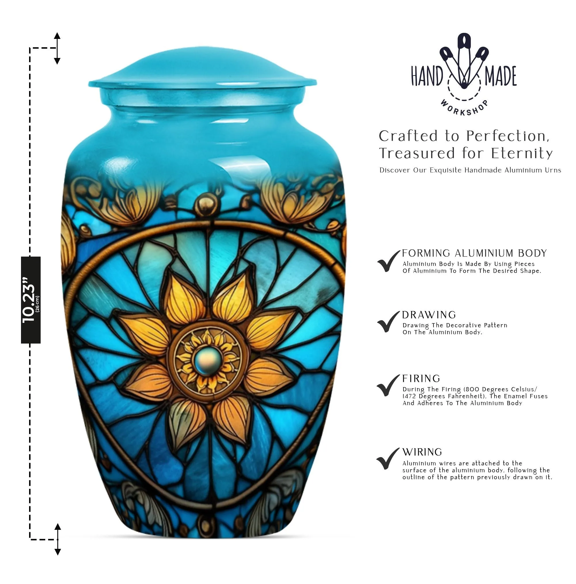 Stained Glass Urn Elegance, Cremation Artifact for Women's Ashes