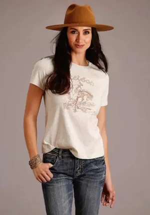 Stetson Cowgirl and Bucking Horse (White) - Women's Short Sleeve T-Shirt