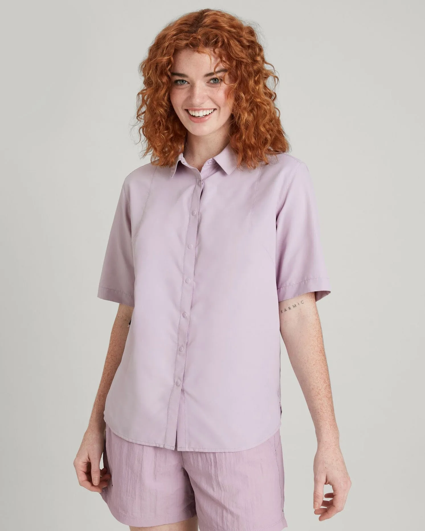 SUN-Scout UPF Women's Short Sleeve Shirt - Lupin Field