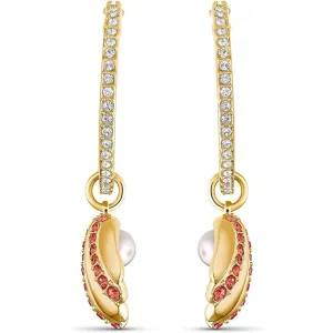 Swarovski Women's Earrings - Shell Pearl Yellow Gold Red and White Crystal | 5524185