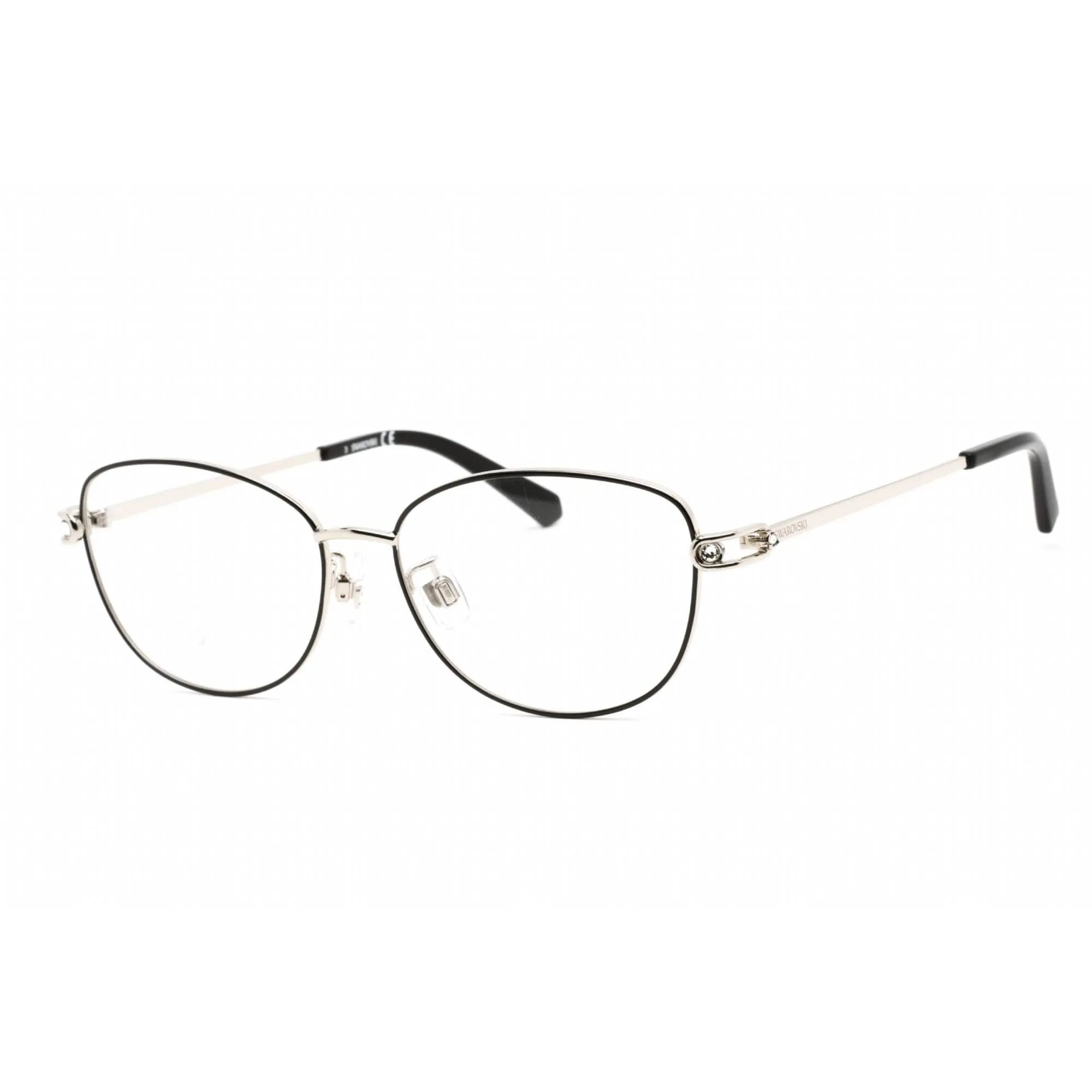 Swarovski Women's Eyeglasses - Cat Eye Shiny Palladium Metal Frame | SK5403-D 016