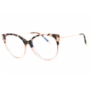 Tom Ford Women's Eyeglasses - Coloured Havana/Clear Plastic Cat Eye | FT5770-B 055